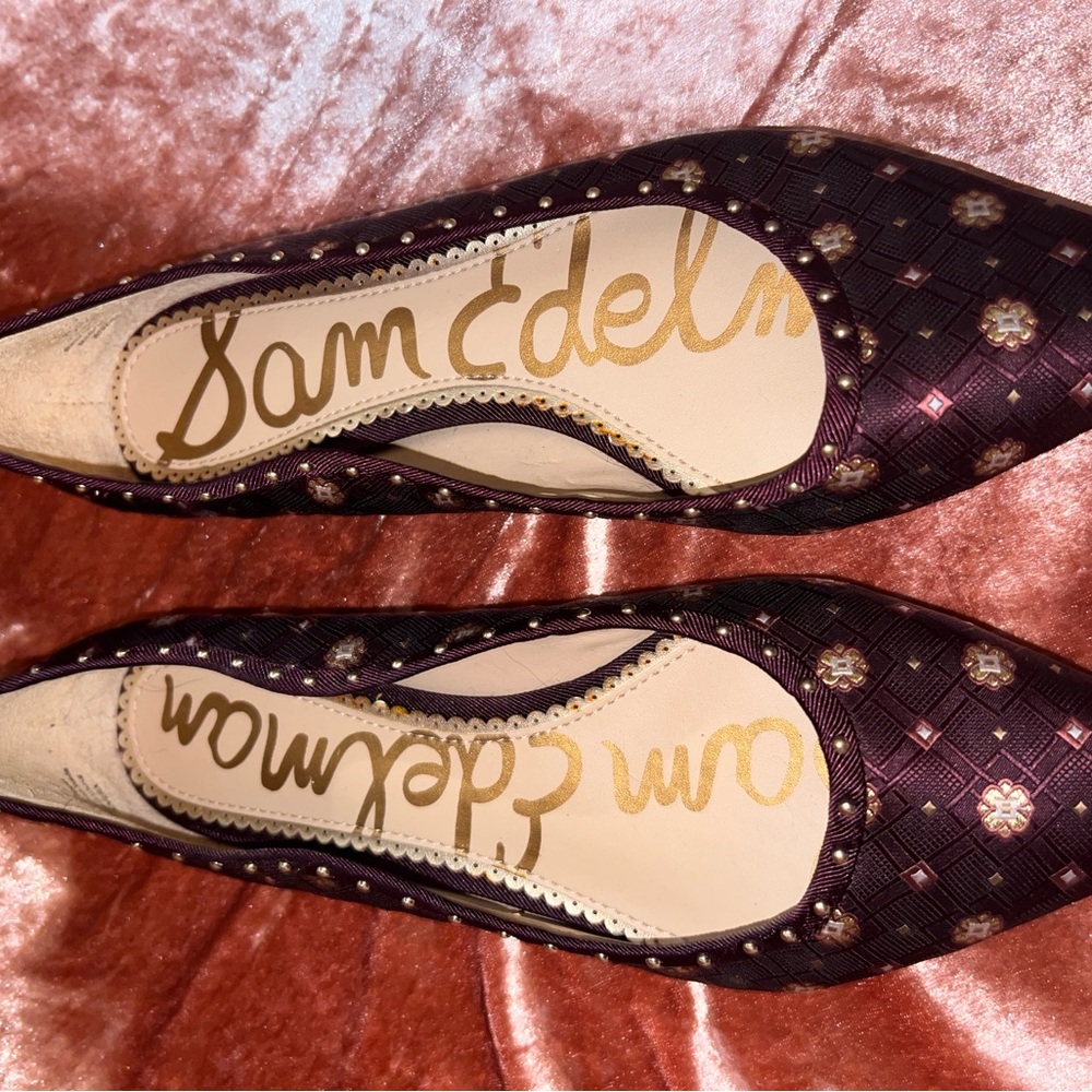 Sam Edelman Burgundy Patterned Flats -Size 7